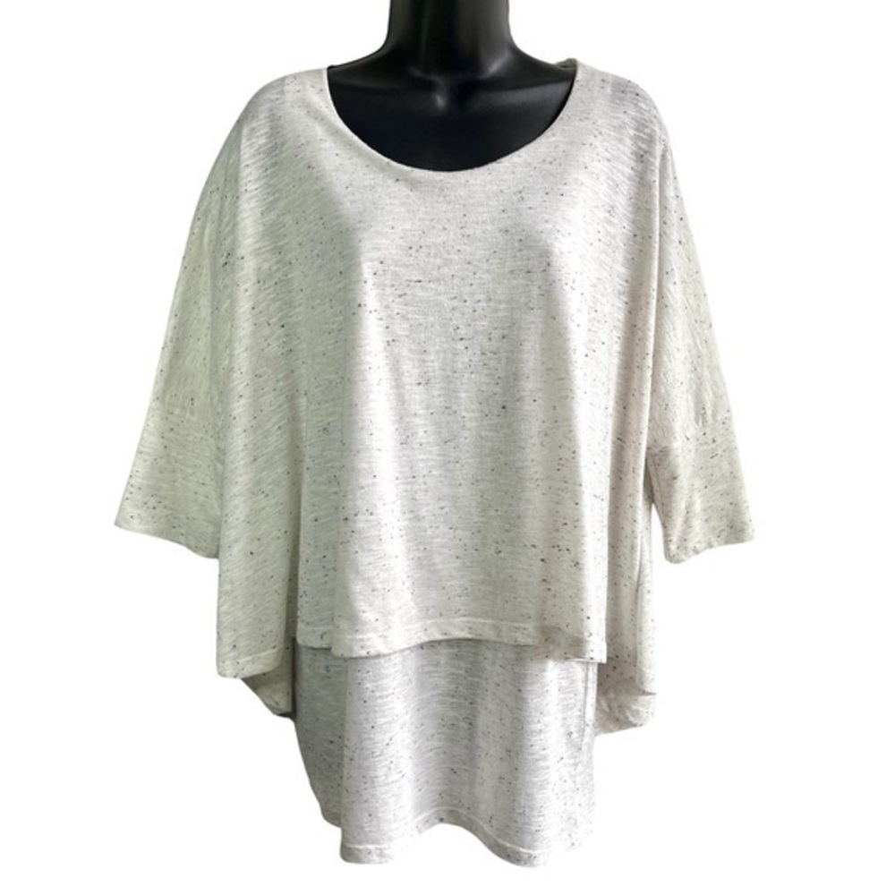BAR by Melis Kazan Turkey Large Ivory Flecked Layered Scoop Neck Tunic Top SzM